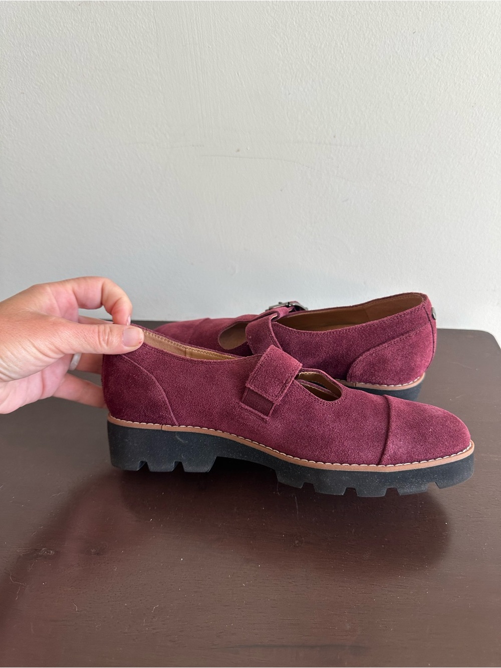 Vionic Women's Carmen T-Strap Loafer Suede Port Wine Size 6 - Picture 4 of 10